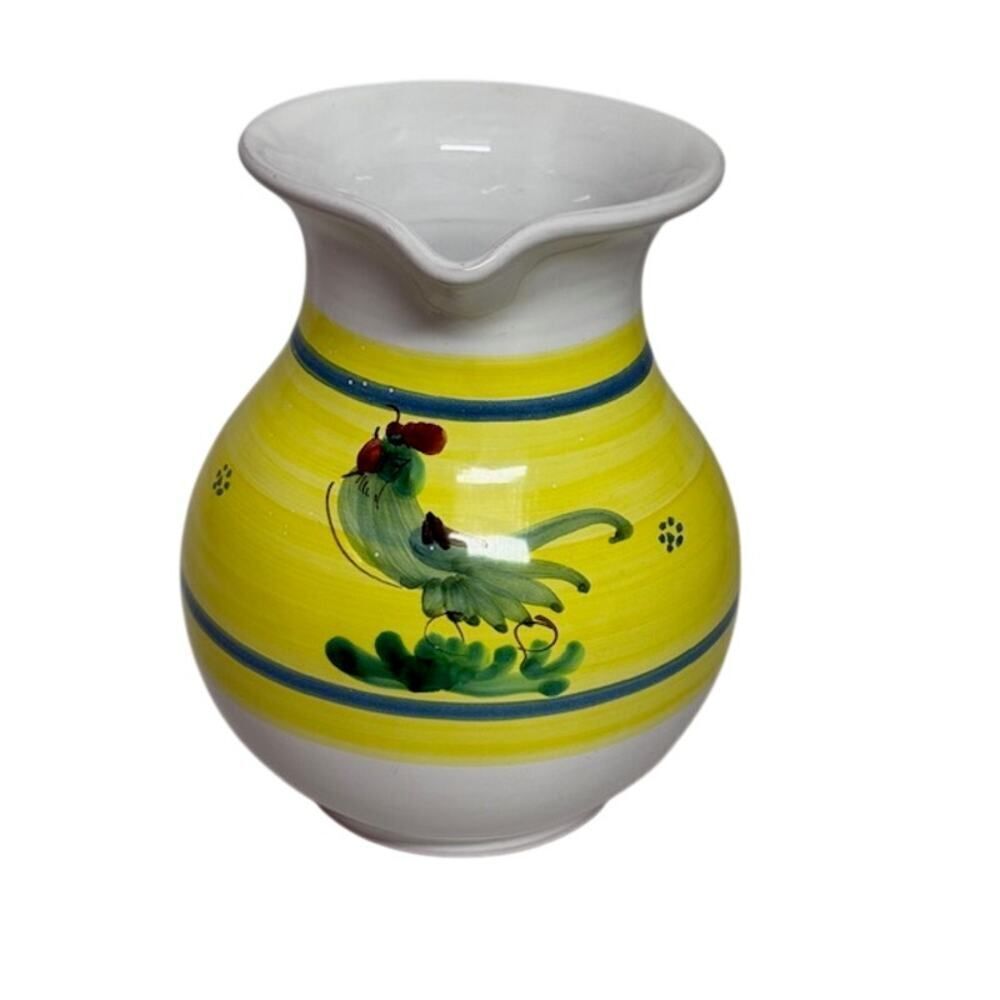 Mimmo Nuzzo Made In Italy MVS Rooster Pitcher Yellow Green 7.25"
